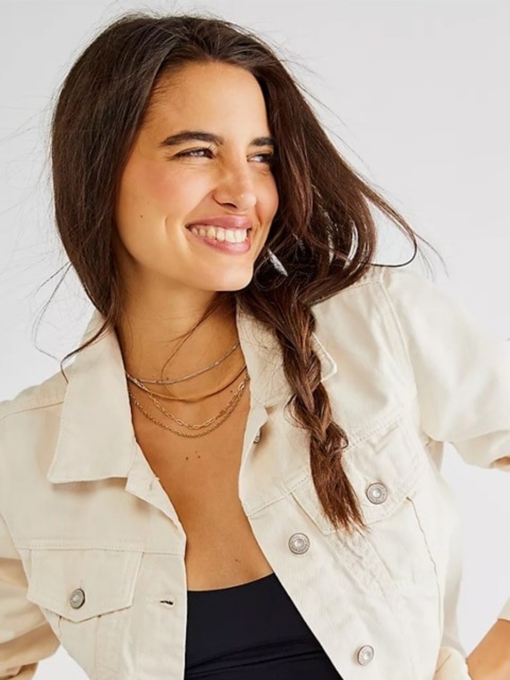 We The Free Cream Denim Jean Jacket - Light Neutral